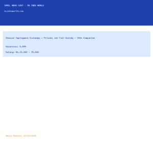 Chennai Employment Exchange – Private Job Fair Guindy – 200+ Companies