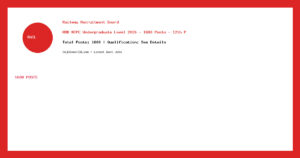 RRB NTPC Undergraduate Level 2026 – 1688 Posts – 12th Pass - 12th Pass (10+2) from Recognized Board